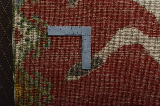 Close-up detail of 2000s Persian Gabbeh rug from Iran / Persia showing Wool weave