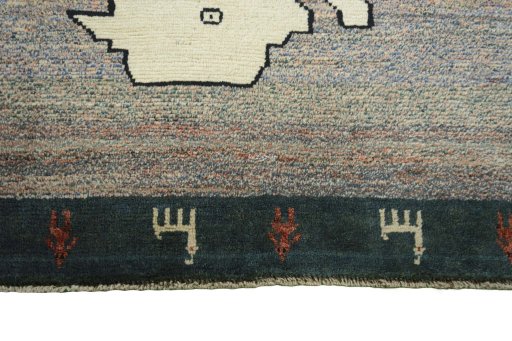 Central medallion detail of 2000s Persian Gabbeh rug from Iran / Persia