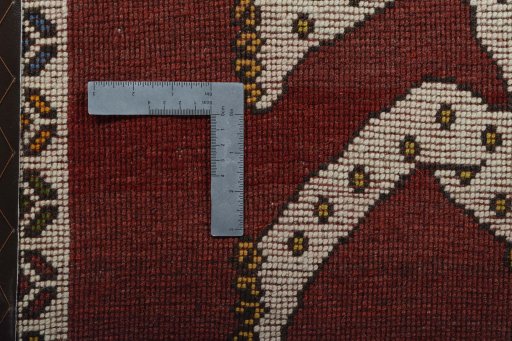 Close-up detail of 2000s Persian Gabbeh rug from Iran / Persia showing Wool weave