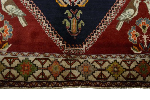 Close-up detail of 2000s Persian Gabbeh rug from Iran / Persia showing Wool weave
