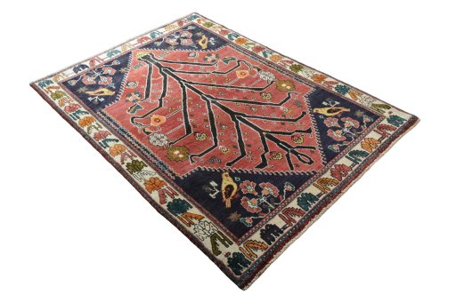 Close-up detail of 2000s Persian Gabbeh rug from Iran / Persia showing Wool weave