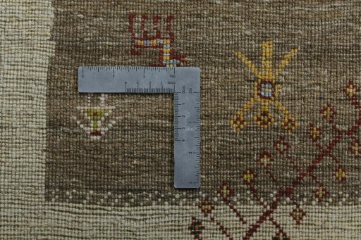 Close-up detail of New Persian Gabbeh rug from Iran / Persia showing Wool weave