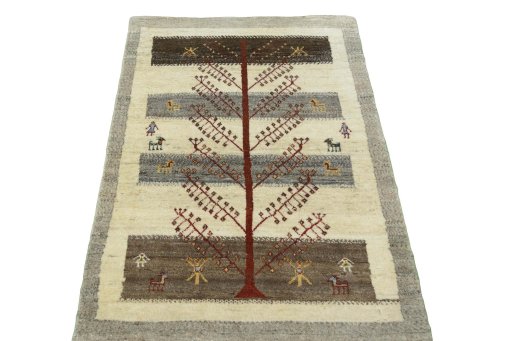 Surface texture of New Persian Gabbeh rug with natural Wool and intricate pattern