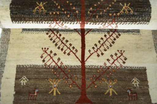 Full view of New Persian Gabbeh rug from Iran / Persia, 125 × 85 cm in Beige tones