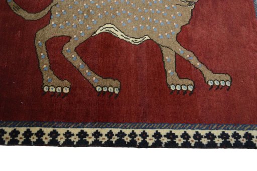 Close-up detail of 2000s Persian Gabbeh rug from Iran / Persia showing Wool weave