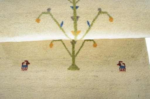 Full view of New Persian Gabbeh rug from Iran / Persia, 132 × 80 cm in Red tones