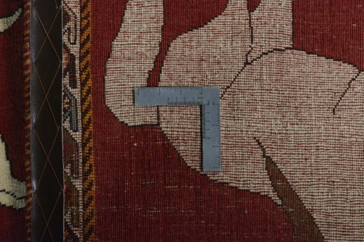 Close-up detail of 2000s Persian Gabbeh rug from Iran / Persia showing Wool weave