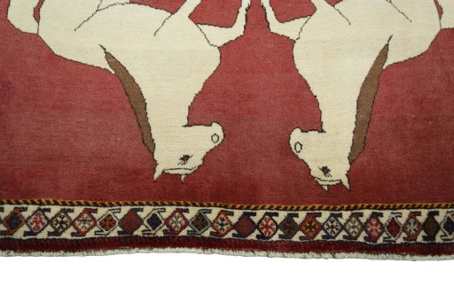 Central medallion detail of 2000s Persian Gabbeh rug from Iran / Persia