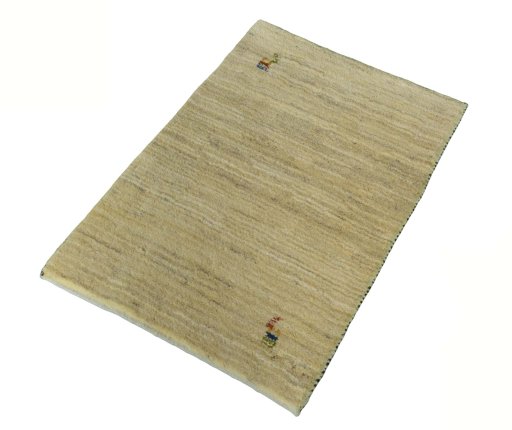 Corner detail of New Persian Gabbeh rug showing border pattern and Wool pile