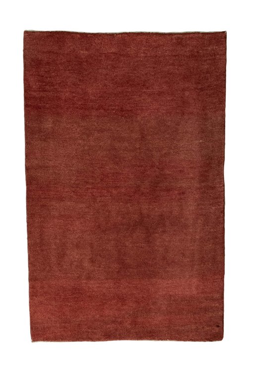 Full view of New Persian Gabbeh rug from Iran / Persia, 130 × 83 cm in Red tones