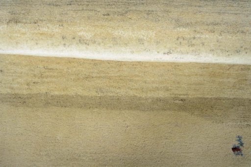 Full view of New Persian Gabbeh rug from Iran / Persia, 130 × 83 cm in Beige tones