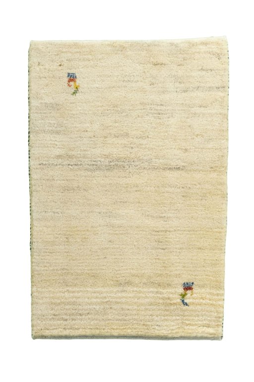 Full view of New Persian Gabbeh rug from Iran / Persia, 90 × 60 cm in Beige tones
