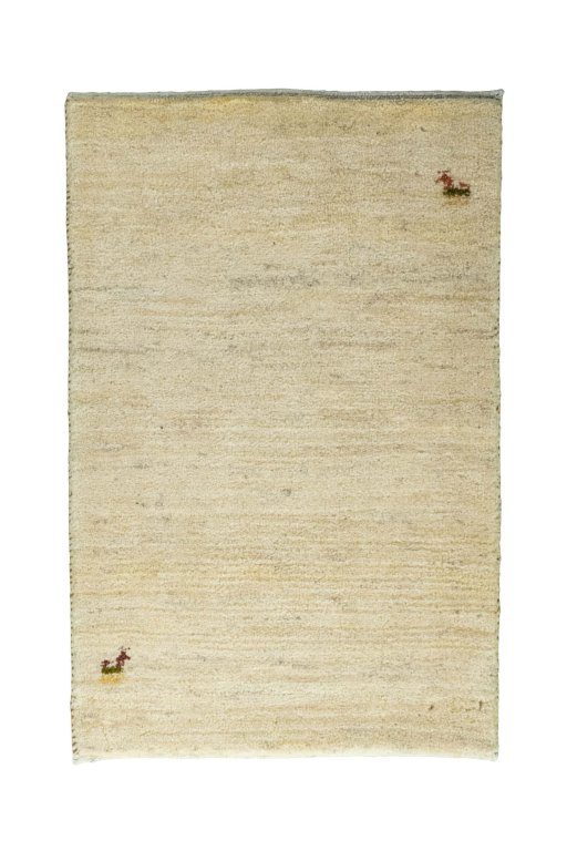 Full view of New Persian Gabbeh rug from Iran / Persia, 90 × 60 cm in Beige tones