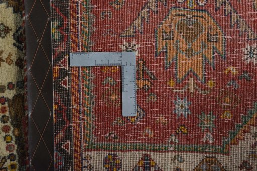 Close-up detail of 2000s Persian Gabbeh rug from Iran / Persia showing Wool weave