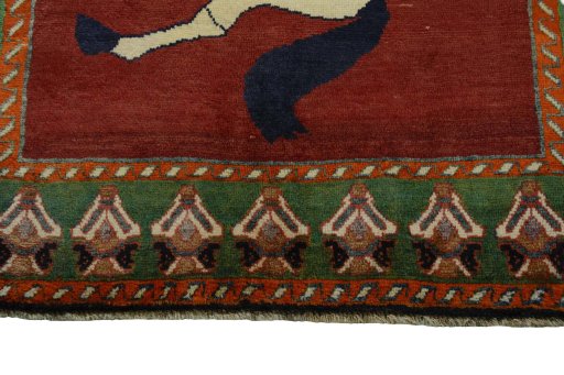 Central medallion detail of 2000s Persian Gabbeh rug from Iran / Persia