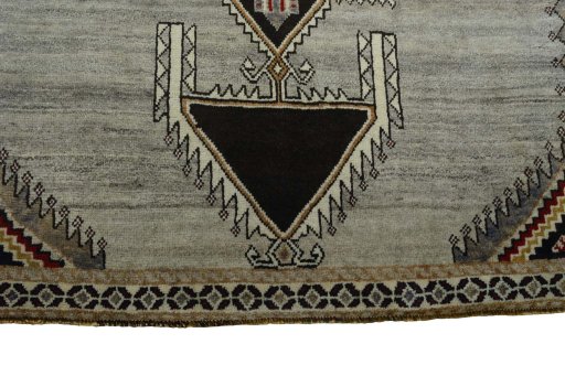 Close-up detail of 2000s Persian Gabbeh rug from Iran / Persia showing Wool weave