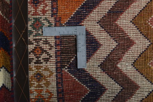 Close-up detail of 2000s Persian Gabbeh rug from Iran / Persia showing Wool weave