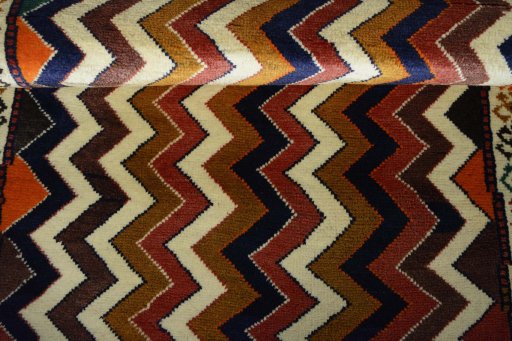 Full view of 2000s Persian Gabbeh rug from Iran / Persia, 168 × 100 cm in Multi Color tones
