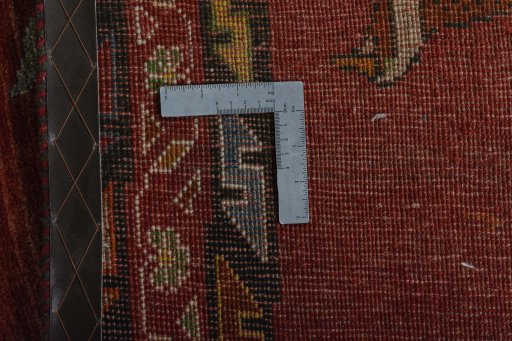Close-up detail of 2000s Persian Gabbeh rug from Iran / Persia showing Wool weave