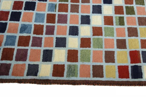 Close-up detail of 2000s Persian Gabbeh rug from Iran / Persia showing Wool weave