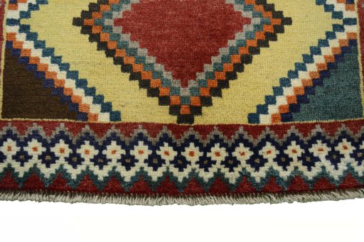 Central medallion detail of 2000s Persian Gabbeh rug from Iran / Persia