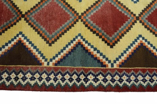 Close-up detail of 2000s Persian Gabbeh rug from Iran / Persia showing Wool weave