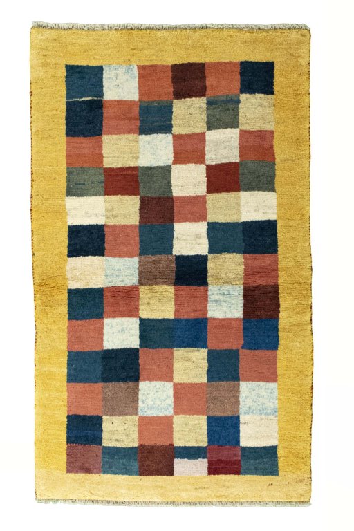 Full view of New Persian Gabbeh rug from Iran / Persia, 145 × 85 cm in Multi Color tones