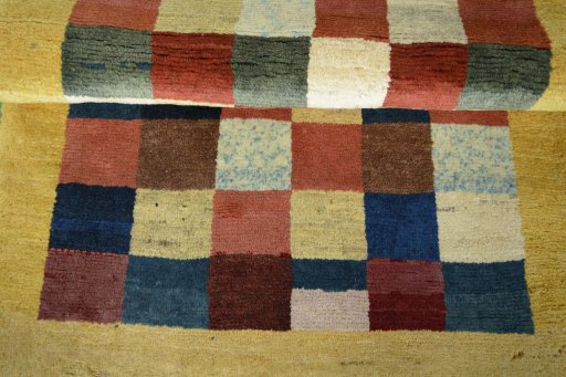 Full view of New Persian Gabbeh rug from Iran / Persia, 145 × 85 cm in Multi Color tones