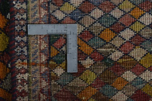 Close-up detail of 2000s Persian Gabbeh rug from Iran / Persia showing Wool weave