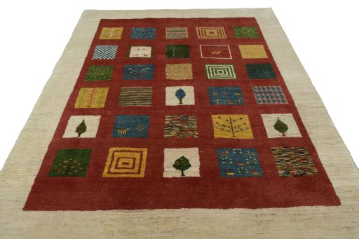Surface texture of New Persian Gabbeh rug with natural Wool and intricate pattern