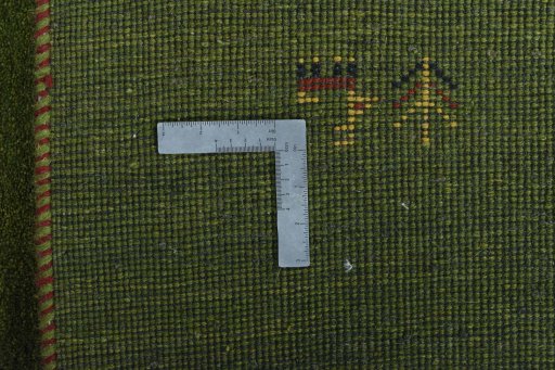 Close-up detail of New Persian Gabbeh rug from Iran / Persia showing Wool weave