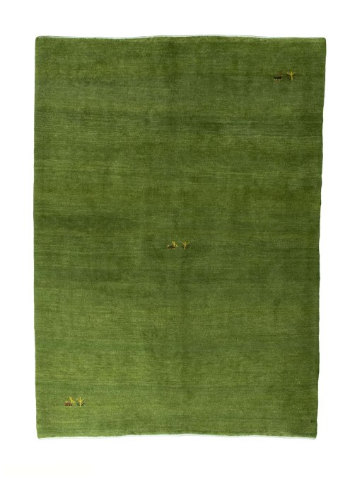 Full view of New Persian Gabbeh rug from Iran / Persia, 234 × 170 cm in Green tones