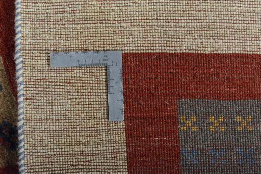 Close-up detail of New Persian Gabbeh rug from Iran / Persia showing Wool weave