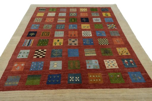 Surface texture of New Persian Gabbeh rug with natural Wool and intricate pattern