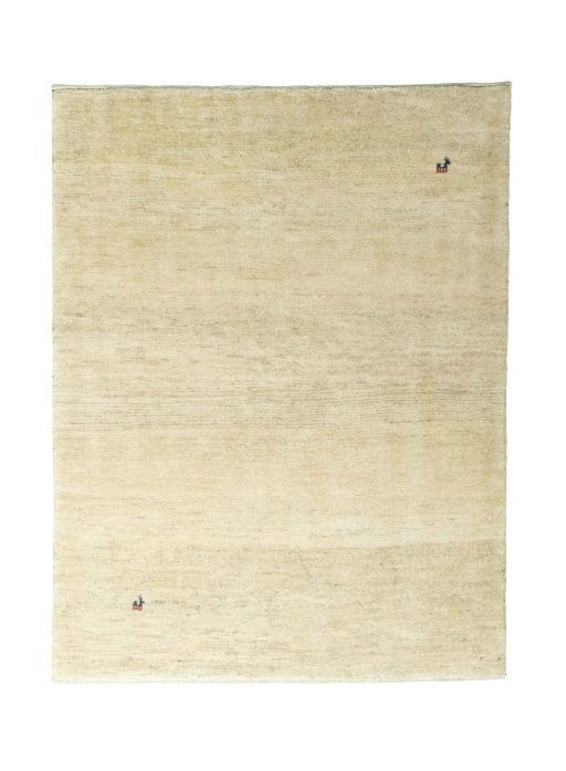 Full view of New Persian Gabbeh rug from Iran / Persia, 201 × 156 cm in Beige tones