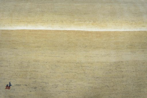 Full view of New Persian Gabbeh rug from Iran / Persia, 201 × 156 cm in Beige tones
