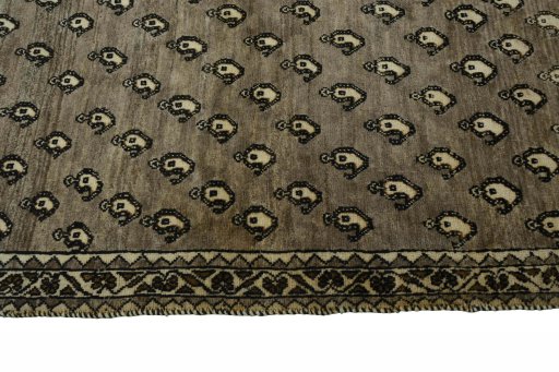 Close-up detail of 2000s Persian Gabbeh rug from Iran / Persia showing Wool weave