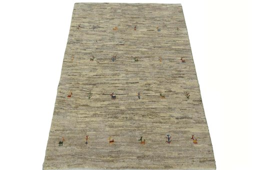 Surface texture of New Persian Gabbeh rug with natural Wool and intricate pattern