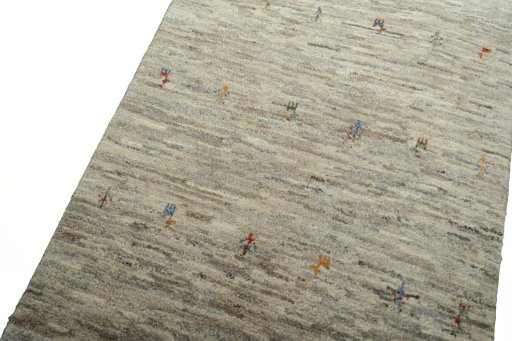 Backside of handmade New Persian Gabbeh rug showing knot structure and weave density