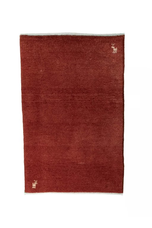 Full view of New Persian Gabbeh rug from Iran / Persia, 91 × 58 cm in Red tones