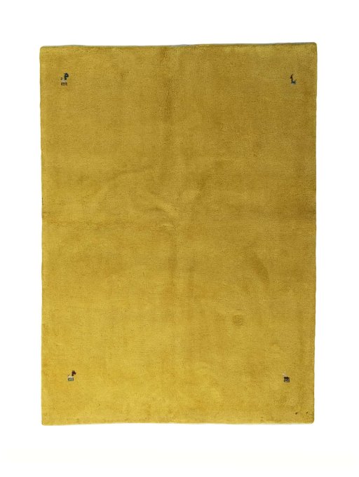 Full view of New Persian Gabbeh rug from Iran / Persia, 210 × 153 cm in Yellow tones