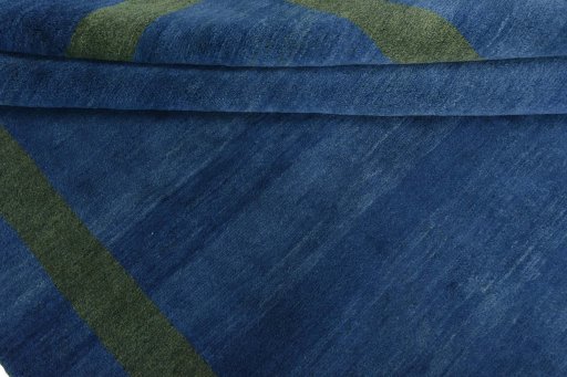 Full view of New Persian Gabbeh rug from Iran / Persia, 249 × 195 cm in Blue tones