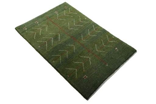Close-up detail of New Persian Gabbeh rug from Iran / Persia showing Wool weave