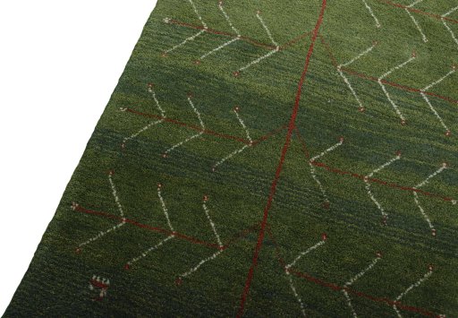 Backside of handmade New Persian Gabbeh rug showing knot structure and weave density