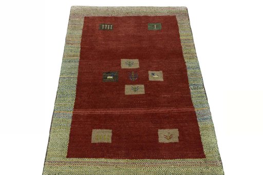 Surface texture of New Persian Gabbeh rug with natural Wool and intricate pattern
