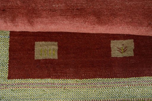 Full view of New Persian Gabbeh rug from Iran / Persia, 127 × 80 cm in Red tones