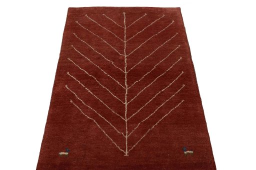 Surface texture of New Persian Gabbeh rug with natural Wool and intricate pattern