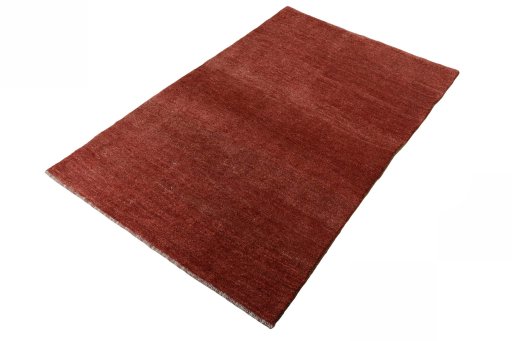 Corner detail of New Persian Gabbeh rug showing border pattern and Wool pile