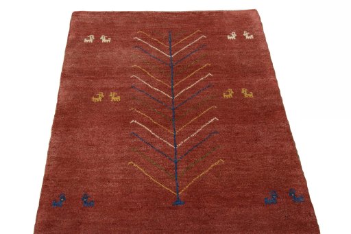 Surface texture of New Persian Gabbeh rug with natural Wool and intricate pattern
