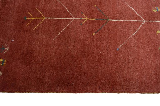 Close-up detail of New Persian Gabbeh rug from Iran / Persia showing Wool weave